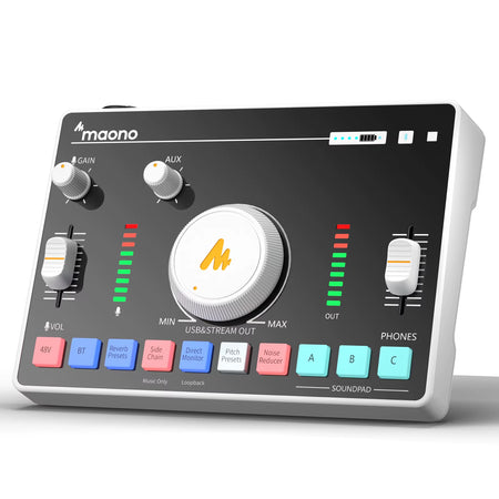 AMC2 Neo Professional Sound Card Audio Interface Mixer with 48V Phantom Power for Smart Phone,Pc,Live Streaming,Recording
