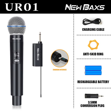 2 Channel UHF Fixed Frequency Dynamic Wireless Microphone