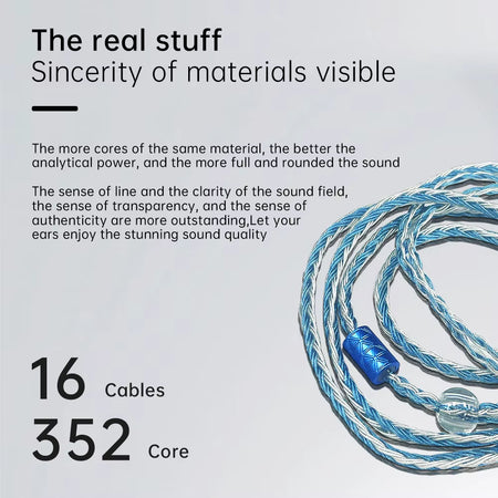 In-ear Monitor Cable Blue and Silver Earphone Wire 