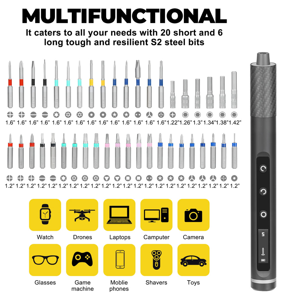 71 in 1 Mini Electric Screwdriver Set Precision Cordless Screwdriver with 42 Magnetic Screwdriver Bits Power Repair Tool