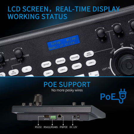 KBC10 PTZ Camera Controller with Joystick and Keyboard Control Poe Supported Multiple Control and Network Protocol