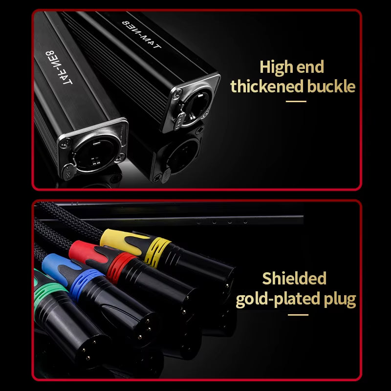 Network Converter RJ45 CAT5 with Shielded to 4 Channel 3Pin XLR Male/Female Connector Multi Network Receiver Cable