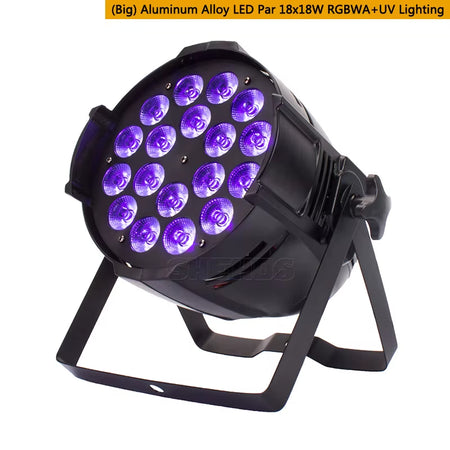 2Pcs 18X18W 6In1  Aluminum Alloy LED Par RGBWA+UV DMX Lighting 