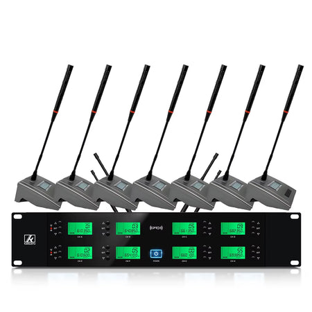 Professional Dynamic Wireless Microphone System 8-Channel Handheld for Stage and Church Performance