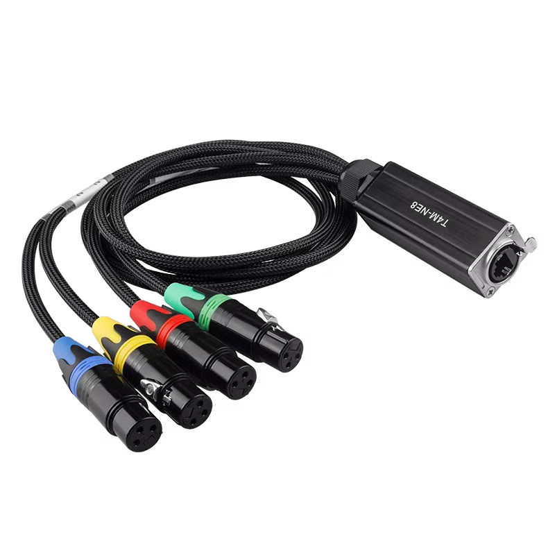 Network Converter RJ45 CAT5 with Shielded to 4 Channel 3Pin XLR Male/Female Connector Multi Network Receiver Cable