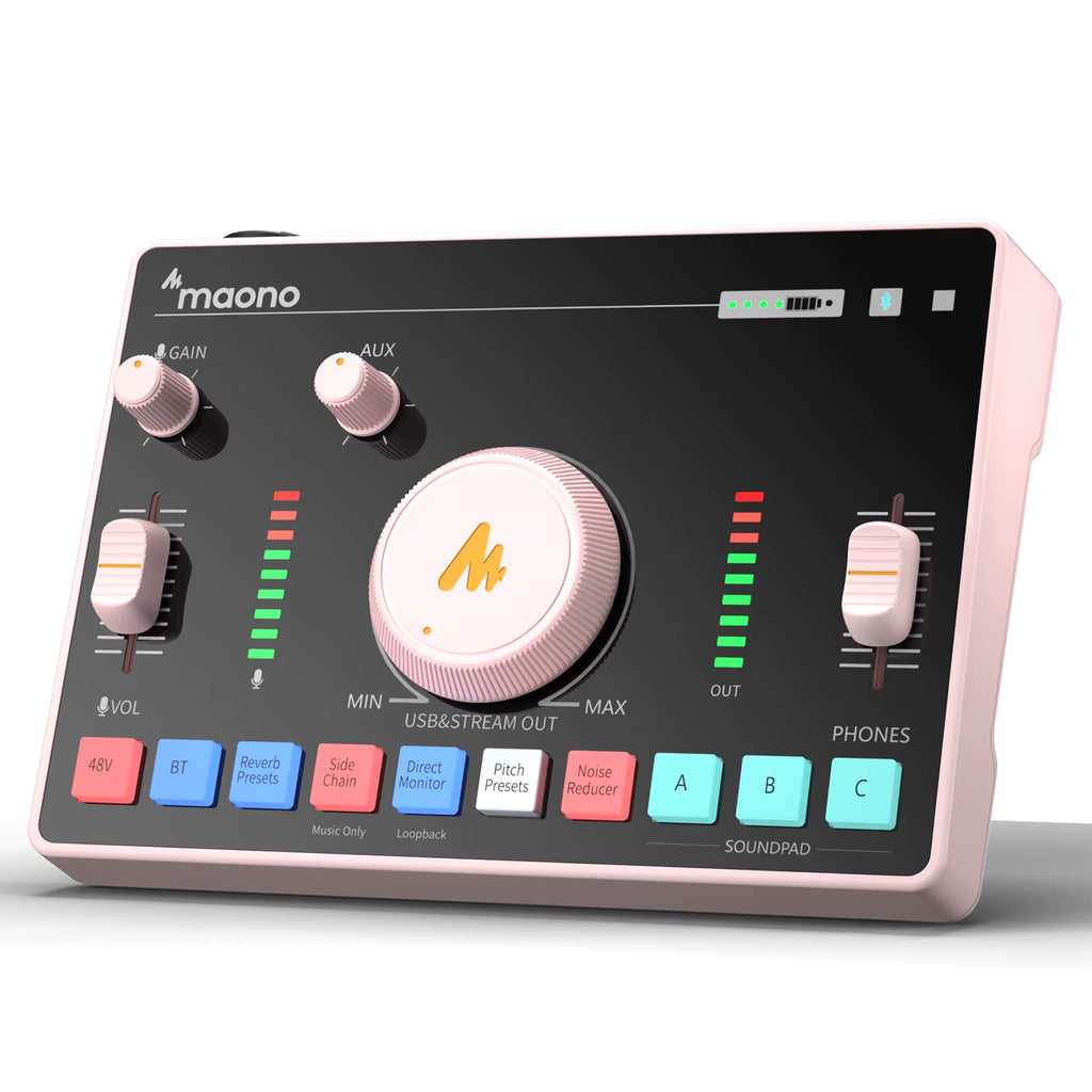 AMC2 Neo Professional Sound Card Audio Interface Mixer with 48V Phantom Power for Smart Phone,Pc,Live Streaming,Recording