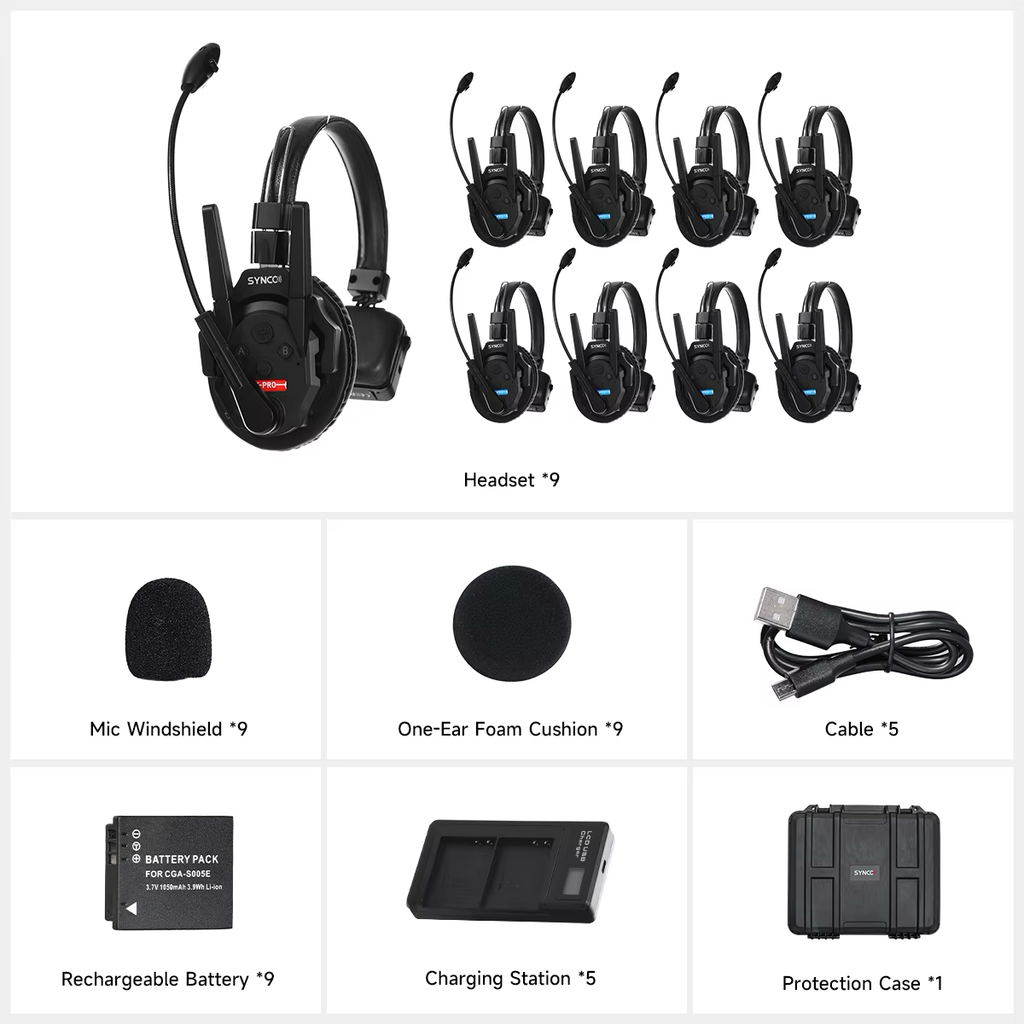 SYNCO Xtalk Pro X5 Xpro5 X3 X9 X2 2.4G Wireless Intercom System Headset
