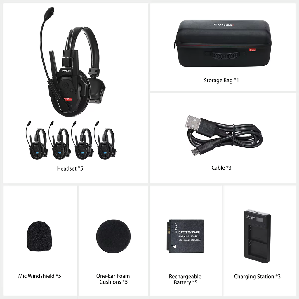 SYNCO Xtalk Pro X5 Xpro5 X3 X9 X2 2.4G Wireless Intercom System Headset