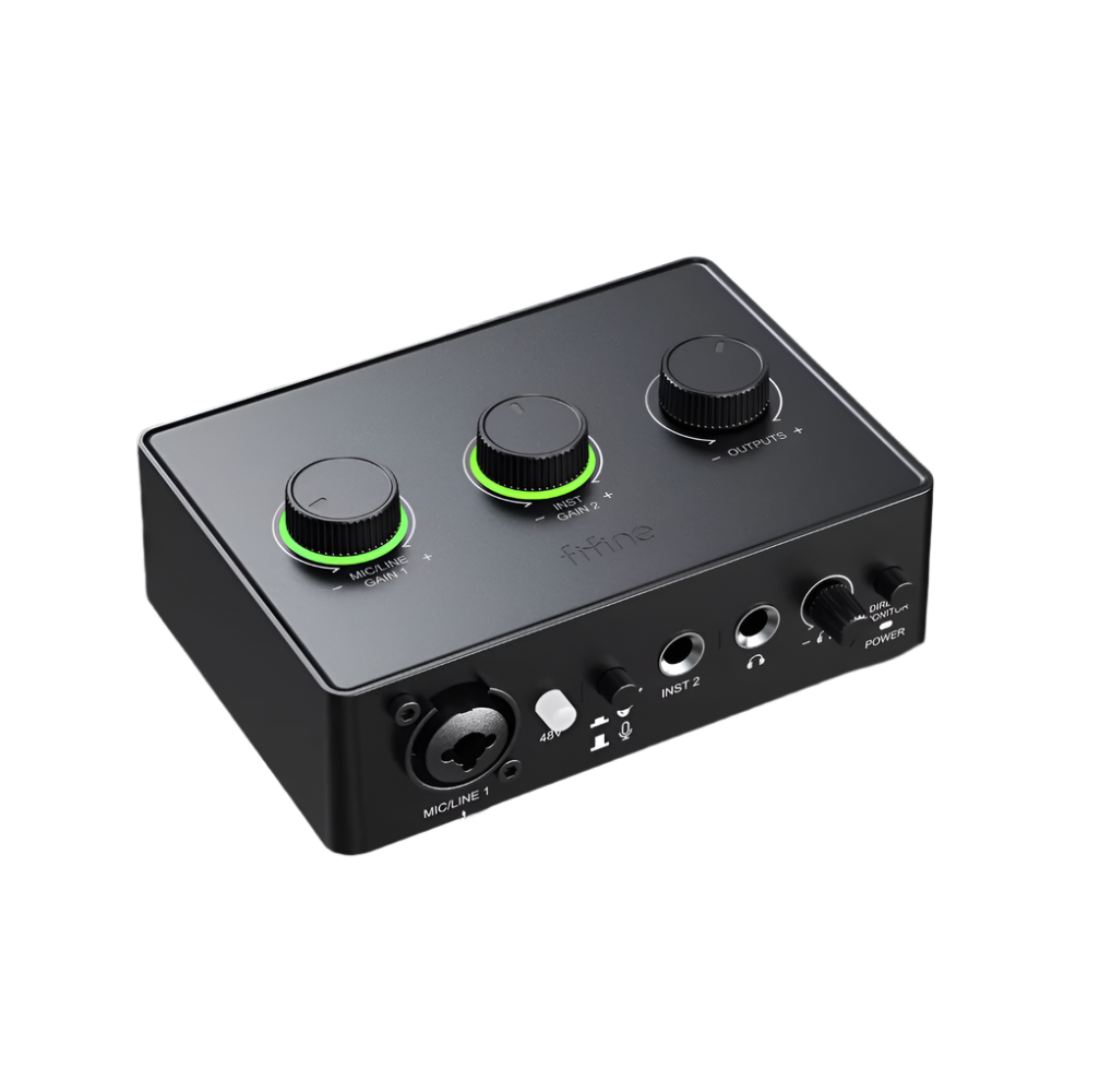 FIFINE Sound Mixer for Condenser Microphone with Gain Knob,Audio Interface with 48V Phantom Power for XLR Mic Podcast-Ampli1