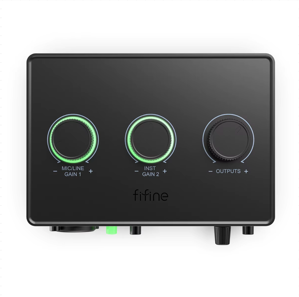 FIFINE Sound Mixer for Condenser Microphone with Gain Knob,Audio Interface with 48V Phantom Power for XLR Mic Podcast-Ampli1