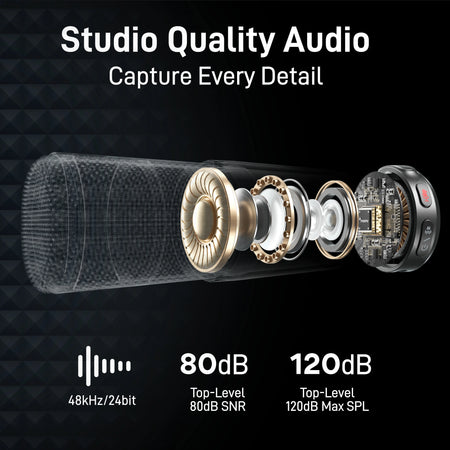 Wave T5 Wireless Lapel Microphone Mini Voice Filter Noise Cancellation for Video Recording Streaming Fit for Phones Camera