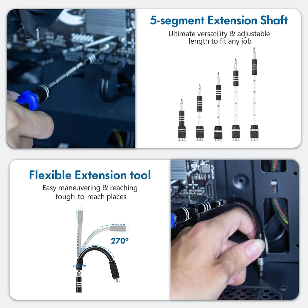 62 in 1 Precision Screwdriver Set Magnetic Driver Kit with Flexible Shaft Screw Driver Bits 