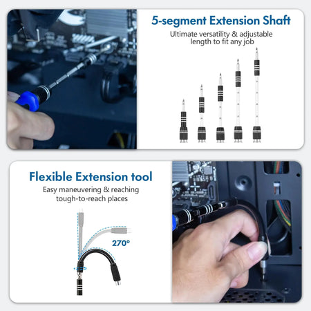 62 in 1 Precision Screwdriver Set Magnetic Driver Kit with Flexible Shaft Screw Driver Bits 