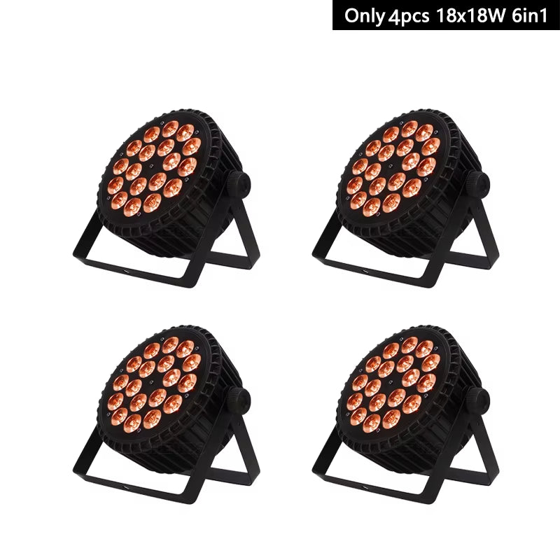 4/6/8Pcs 18X12W 4In1 Led Par Light 18X18W RGBWA UV 6In1 DMX Stage Led Lights with Flight Case Options