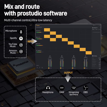 USB Audio Interface for PC,XLR Input 24-Bit/192Khz Routing Software LOOPBACK ASIO for Recording Music,Guitar,Daw PS22 Lite