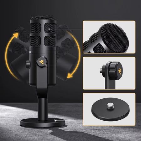 PD100U Dynamic USB Microphone with Type-C Connector for Phone Compute Metall Mic for Recording Streaming Gaming