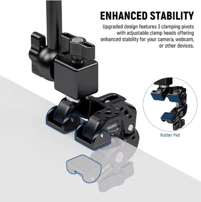UA056 30" Articulating Magic Arm with Super Clamp & Phone Holder 360 Dual Ball Heads anti Twist Camera Mounting