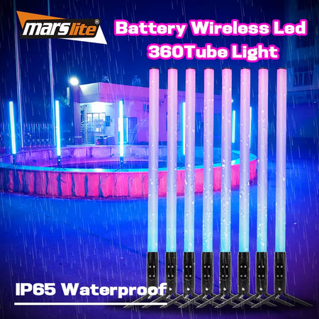 Wireless Battery LED Pixel Tube - DMX, IP65, with Flight Case