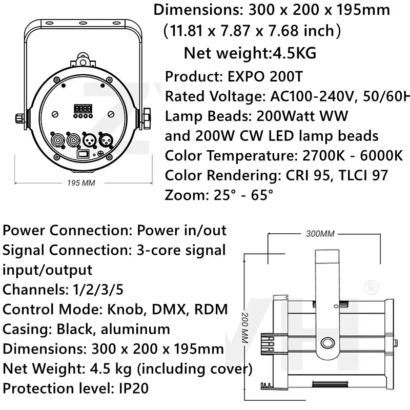 200W LED Fresnel Spotlight 