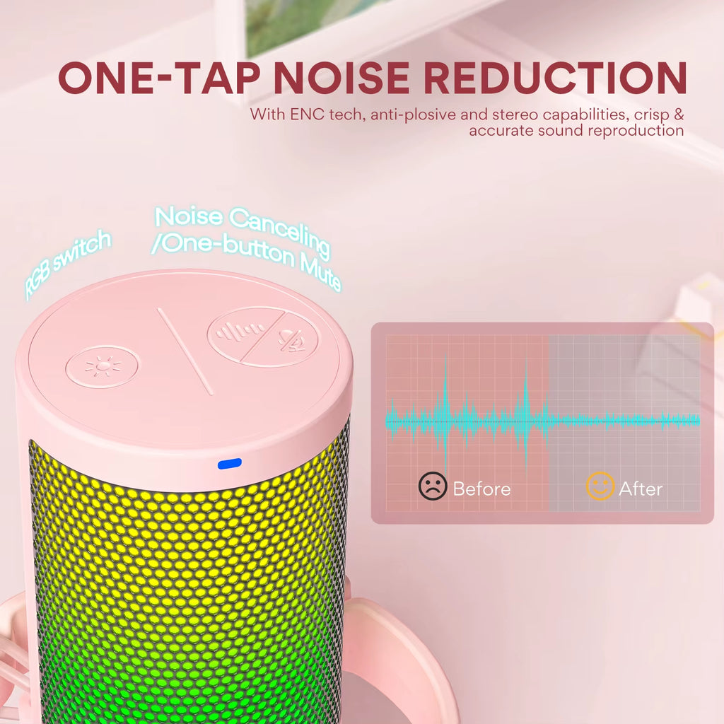 Gamerwave DGM20 USB Type-C Microphone with RGB Lights Mute Zero Latency Monitoring Podcasting Mic for Gaming Streaming