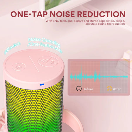 Gamerwave DGM20 USB Type-C Microphone with RGB Lights Mute Zero Latency Monitoring Podcasting Mic for Gaming Streaming