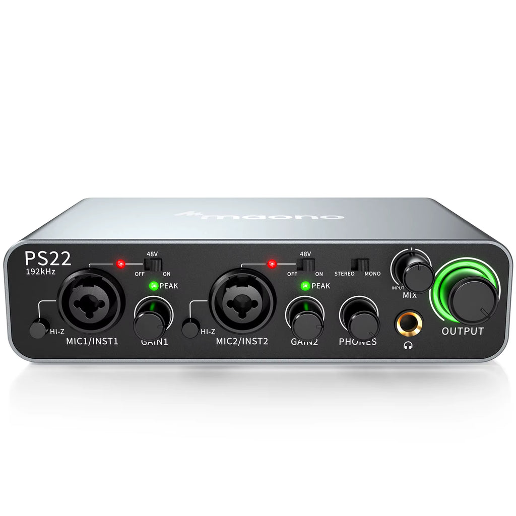 -PS22 USB Audio Interface for Pc,60Db Pro-Preamp, 24Bit 192Khz,Dual USB Interface for PC and Smartphone, Routing Software