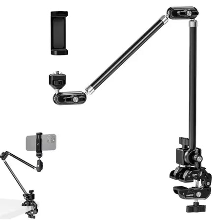 UA056 30" Articulating Magic Arm with Super Clamp & Phone Holder 360 Dual Ball Heads anti Twist Camera Mounting