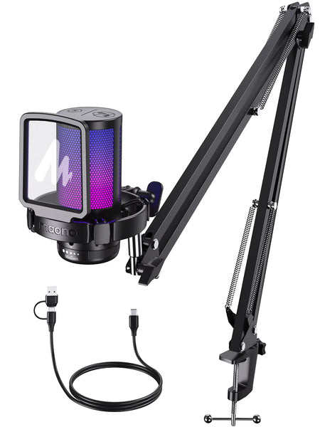 Gamerwave DGM20 USB Type-C Microphone with RGB Lights Mute Zero Latency Monitoring Podcasting Mic for Gaming Streaming