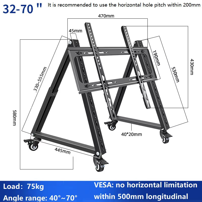 32-70" TV Free Lifting Rolling Mount Stand
