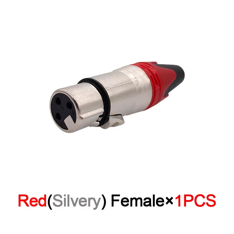 Microphone & Speaker Cable Connectors - 3-Pin XLR Male/Female Audio Plugs (Variety of Colors)