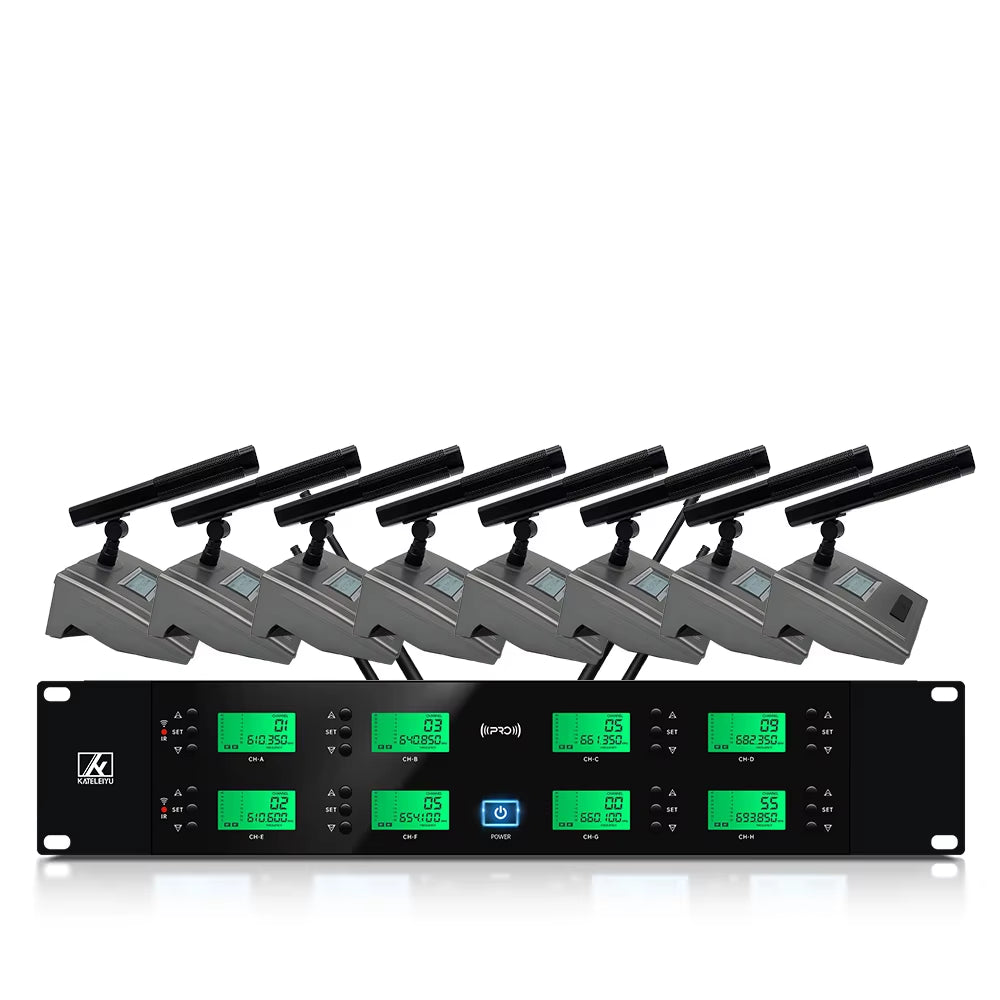 Professional Dynamic Wireless Microphone System 8-Channel Handheld for Stage and Church Performance