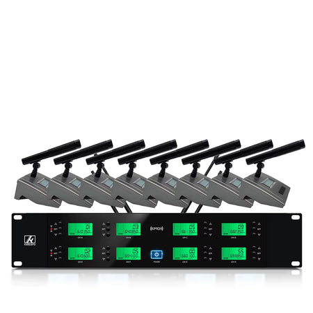 Professional Dynamic Wireless Microphone System 8-Channel Handheld for Stage and Church Performance