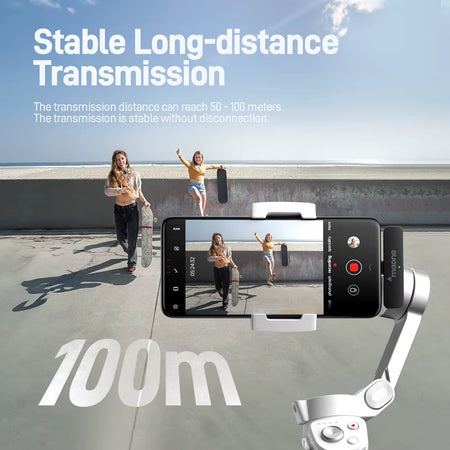 WM600S Wireless Lapel Microphone,Double MIC Transmitter for Mobile.Mini Wireless Mic Kit for Recording. Ideal for Vlogging