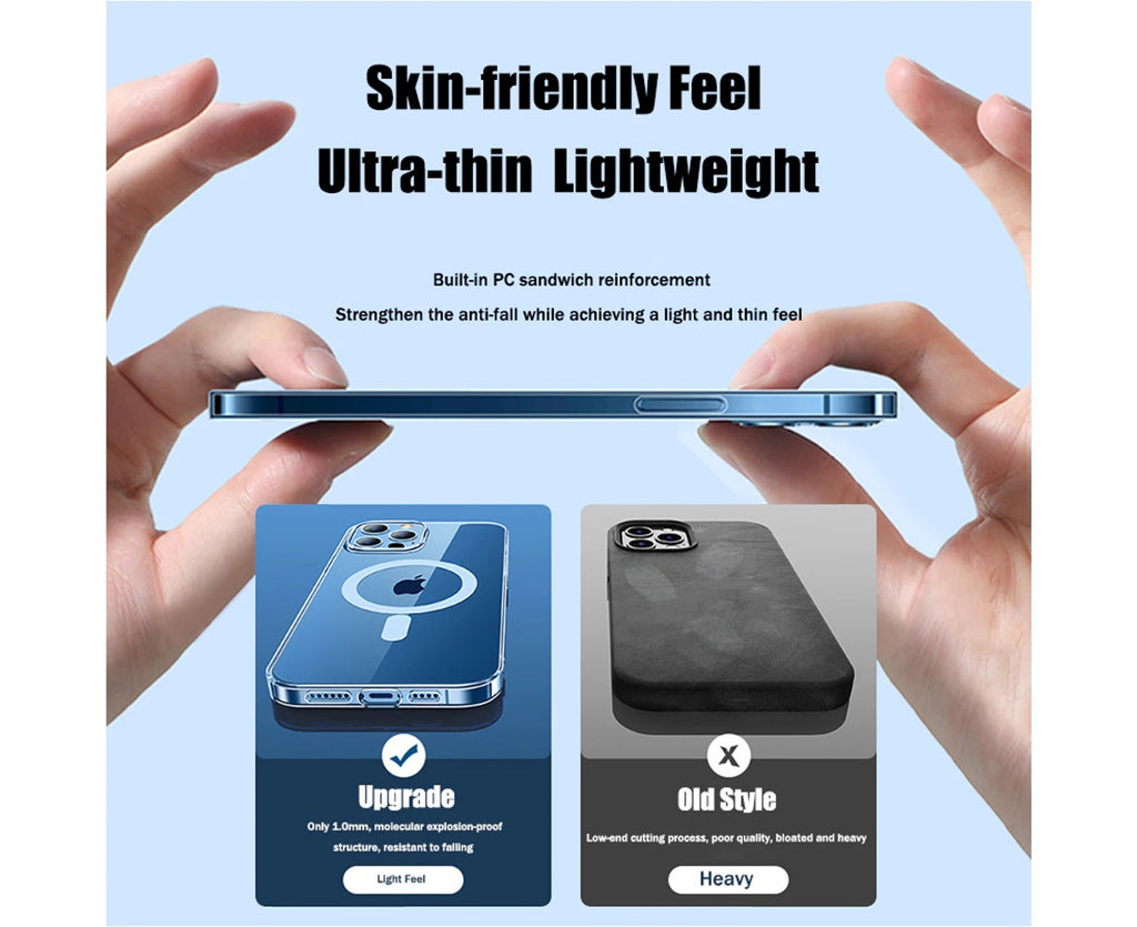 2022 for Iphone 14 Pro Max Magnetic Wireless Charging Clear Case Hard Acrylic Cover for Magsafe