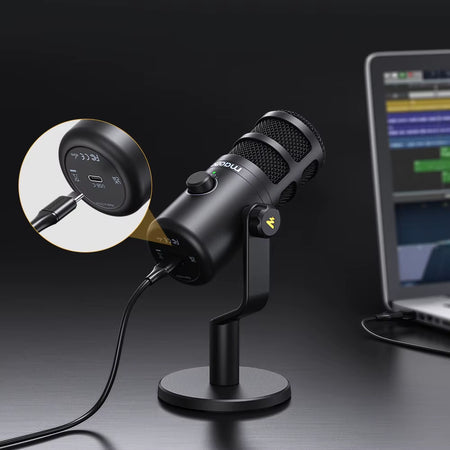 PD100U Dynamic USB Microphone with Type-C Connector for Phone Compute Metall Mic for Recording Streaming Gaming