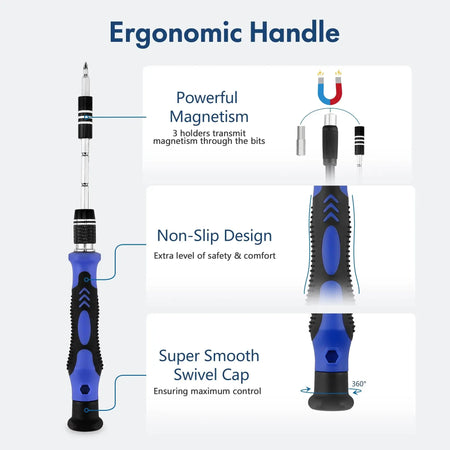 62 in 1 Precision Screwdriver Set Magnetic Driver Kit with Flexible Shaft Screw Driver Bits 