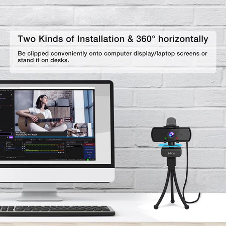 FIFINE 1440P Full HD PC Webcam with Microphone, Tripod, for USB Desktop & Laptop,Live Streaming Webcam for Video Calling-K420