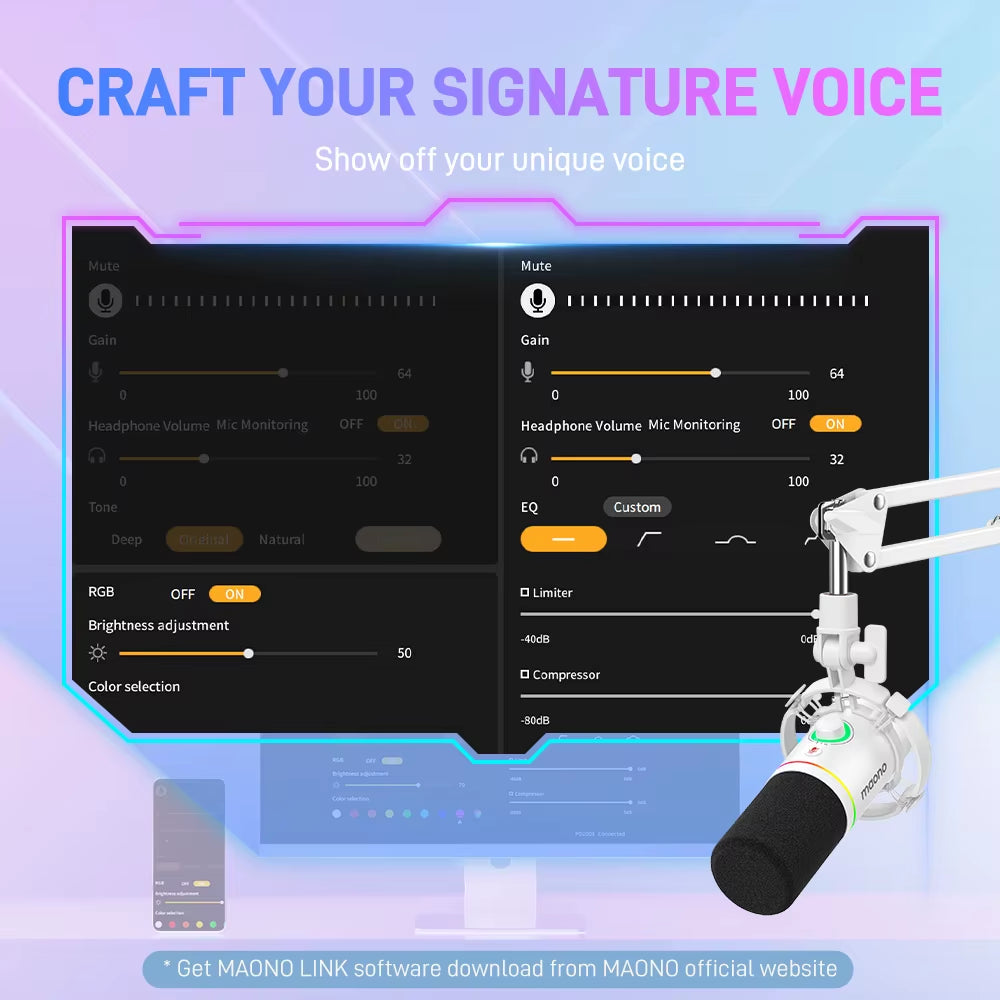 PD200X RGB Gaming Microphone Dynamic Microphone USB/XLR Dual Mode Microphone Podcast Mic RGB USB Gaming Mic XLR Mic