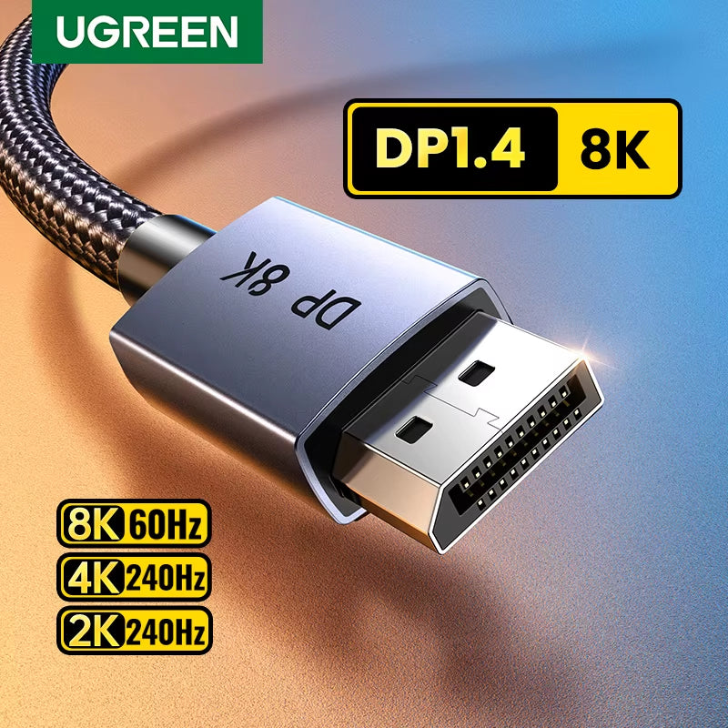 8K Displayport Cable Adapter for monitors, PCs, Gaming and projection
