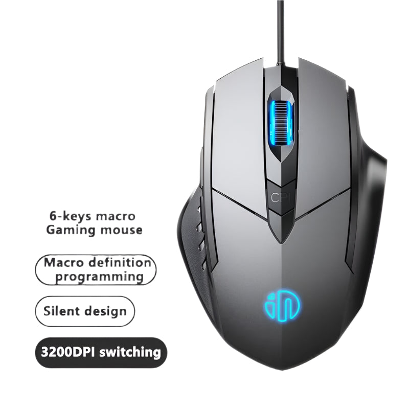 Precision Gaming Mouse - Wired, Silent Click, Macro Support, Adjustable DPI (W1)