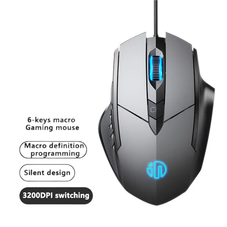 Precision Gaming Mouse - Wired, Silent Click, Macro Support, Adjustable DPI (W1)