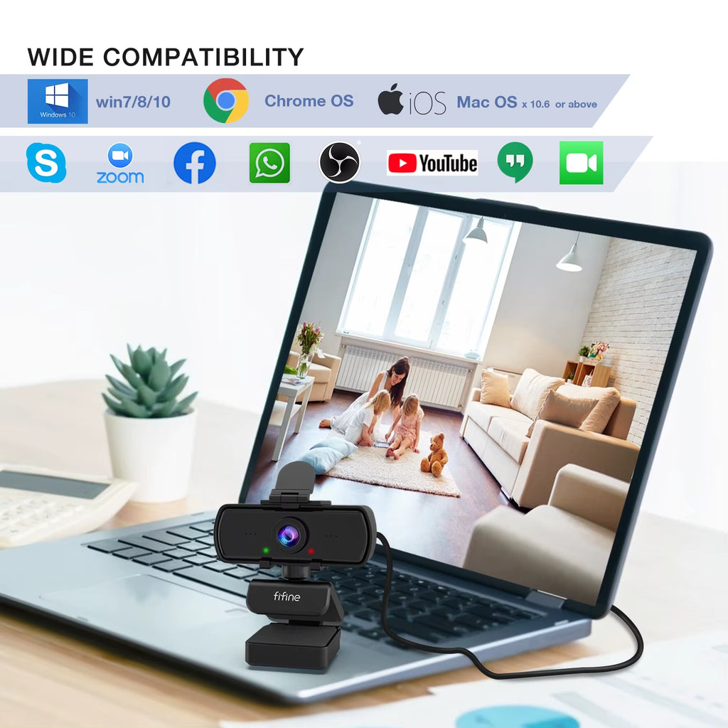 FIFINE 1440P Full HD PC Webcam with Microphone, Tripod, for USB Desktop & Laptop,Live Streaming Webcam for Video Calling-K420