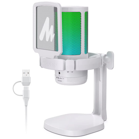 Gamerwave DGM20 RGB Gaming Microphone USB Condenser Mic Noise Canceling Mic with Mic Gain,Rgb Light,One Key Mute