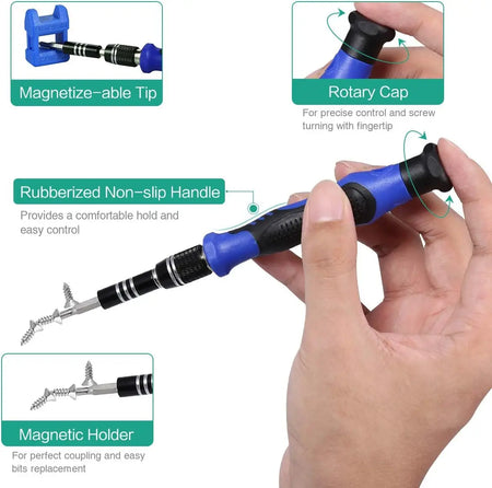 Precision Screwdriver Set 142 in 1 Magnetic Repair Tool Kit with 120 Torx Phillips Hex Bits