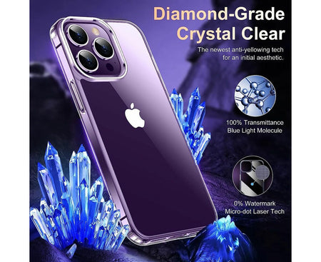 [5 in 1] Shockproof Bumper Phone Cover for Iphone 14 6.1-Inch, with 2-Pack Screen Protector and 2-Pack Camera Lens Protector