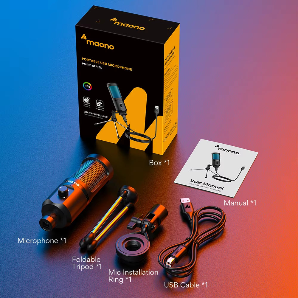 PM461TR USB Gaming Microphone Desktop Condenser Mic Podcast Pcomputer Mic with Gain for Recording,Podcasting,Streaming