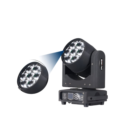 7X40W Mini RGBW DMX Beam + Wash Zoom Moving Head Stage Light