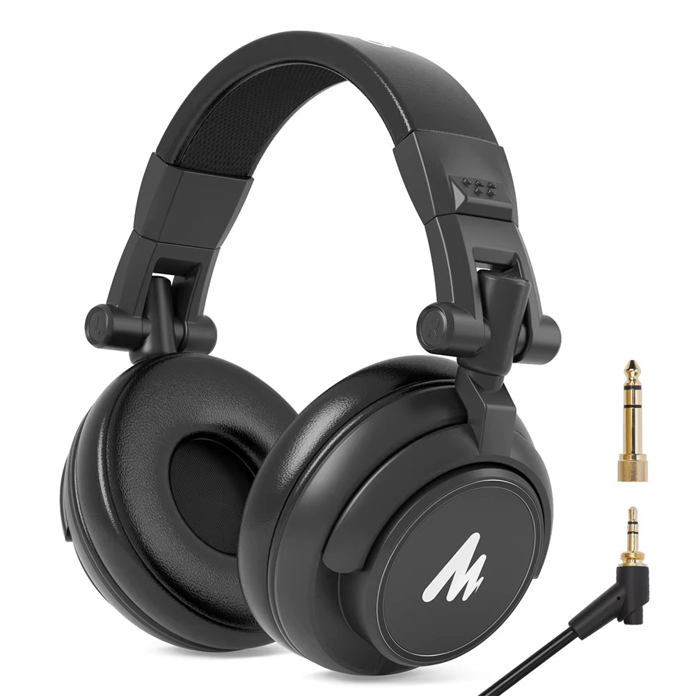 MH601 Professional Studio Monitor Headphones with Detachable Plug & Cable and 50Mm Driver for Dj,Studio,Sound Card