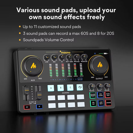 caster AME2A Sound Card Set with XLR Microphone Audio Interface Podcasting for Youtube DJ Live Streaming Phone Computer PC