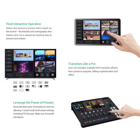 Rgblink Mini-Mx 4K Multi-Channel Streaming Video Switcher 5.5Inch Quad HDMI 2.0 Input Dual HDMI 1.3 Output Switcher